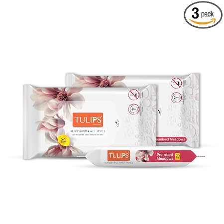 TULIPS Refreshing Wet Wipes – Promised Meadow, 20 Wipes
