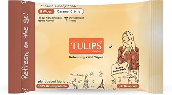 TULIPS Handy Purse Pack – Caramel Crème, 8 Wipes