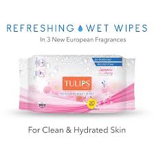 TULIPS Refreshing Wet Wipes – Japanese Cherry, 20 Wipes