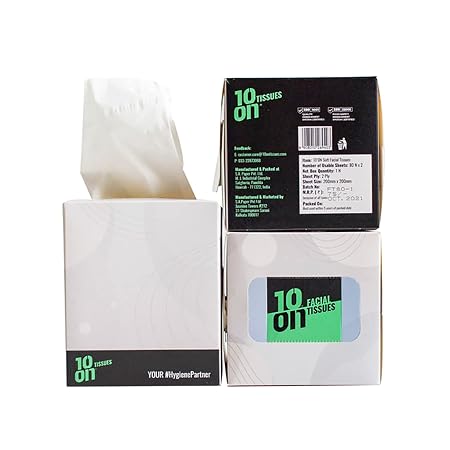 10on Tissues Lite Square Box Facial Tissues – 20 × 20 cm – 80 Pulls – 2 Ply
