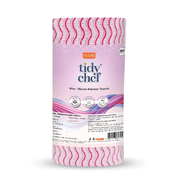 Tidy Chef Pink Kitchen Towels Non-Woven – 80 Sheets