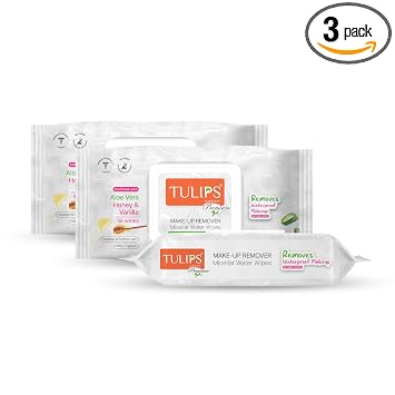 TULIPS Make-up Remover Micellar Water Wipes – Aloe Vera, Honey & Vanilla
