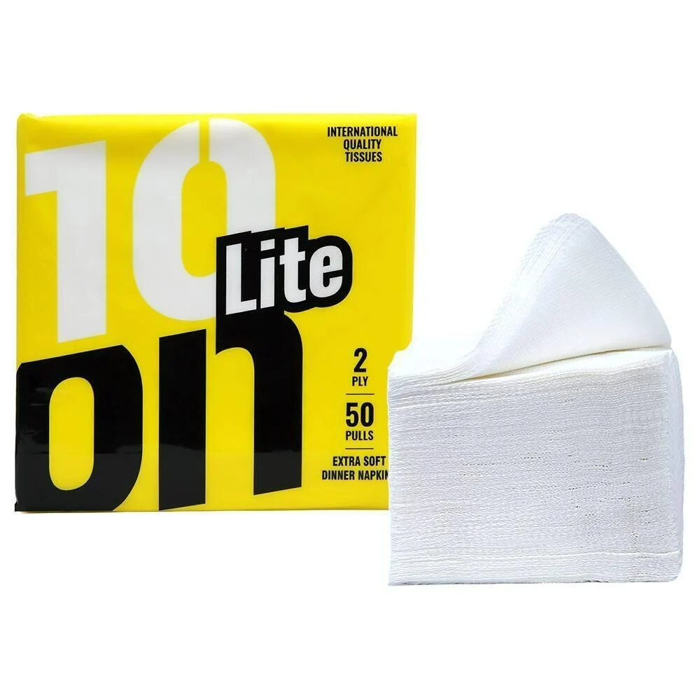 10on Tissues Lite Extra Soft Dinner Napkins – 40 × 40 cm – 50 Pulls – 2 Ply